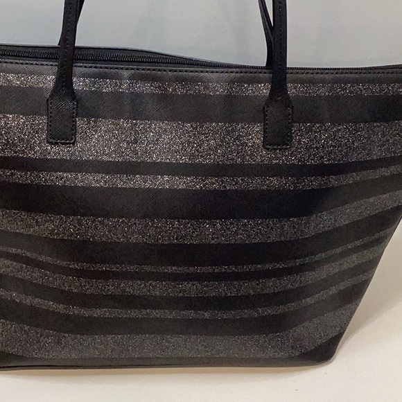 🍄 Kate Spade Black and Silver Striped Tote Bag - Picture 7 of 15